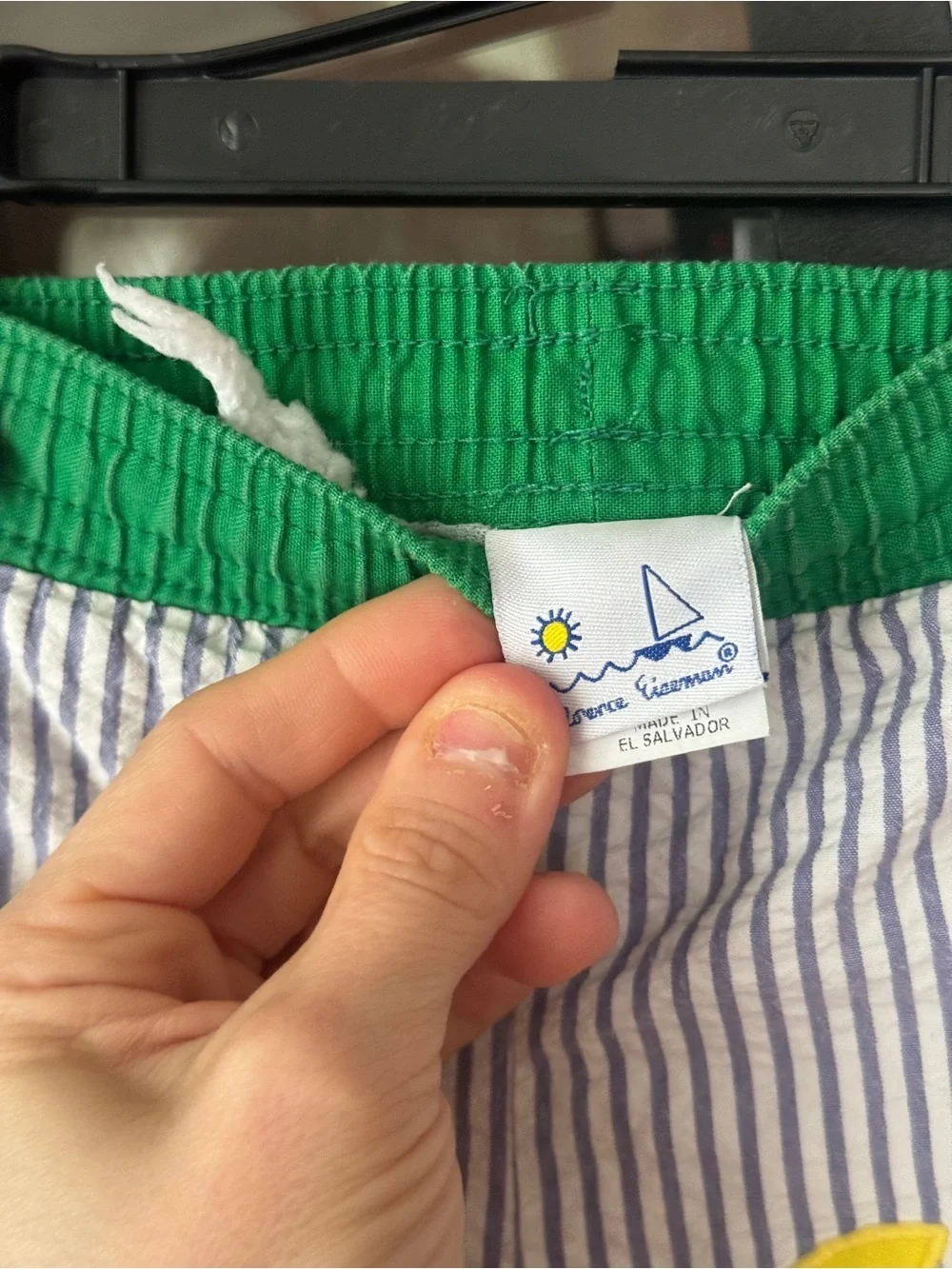 Florence Eiseman applique swimming trunks shorts seersucker alligator toddler